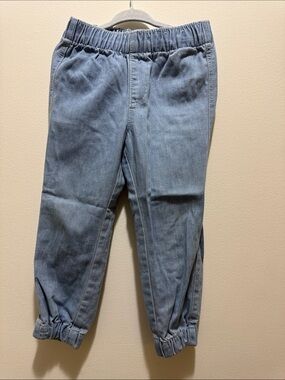 Kids Light Blue Elastic Waist Denim Jogger Pants